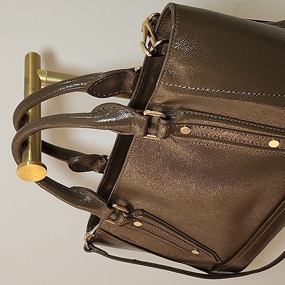 Burberry Patent Leather Somerford Tote Sachel Shoulder Bag  Officesiren - Picture 8 of 16